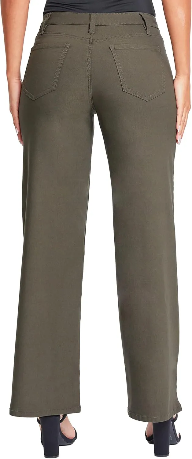 YMI Women's Hyperstretch Forever Color High Rise Wide Leg Pants