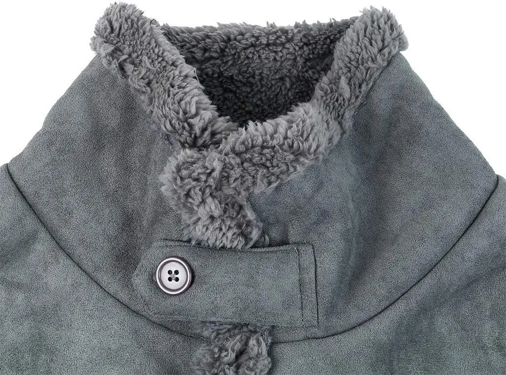 Ymosrh Mens Leather Jacket Winter Sheepskin Jacket Warm Wool Lined Mountain Faux Lamb Jackets Coat Coats for Men