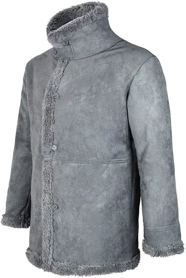Ymosrh Mens Leather Jacket Winter Sheepskin Jacket Warm Wool Lined Mountain Faux Lamb Jackets Coat Coats for Men