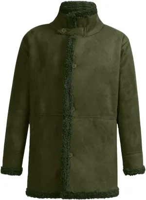 Ymosrh Mens Leather Jacket Winter Sheepskin Jacket Warm Wool Lined Mountain Faux Lamb Jackets Coat Flannel Jacket