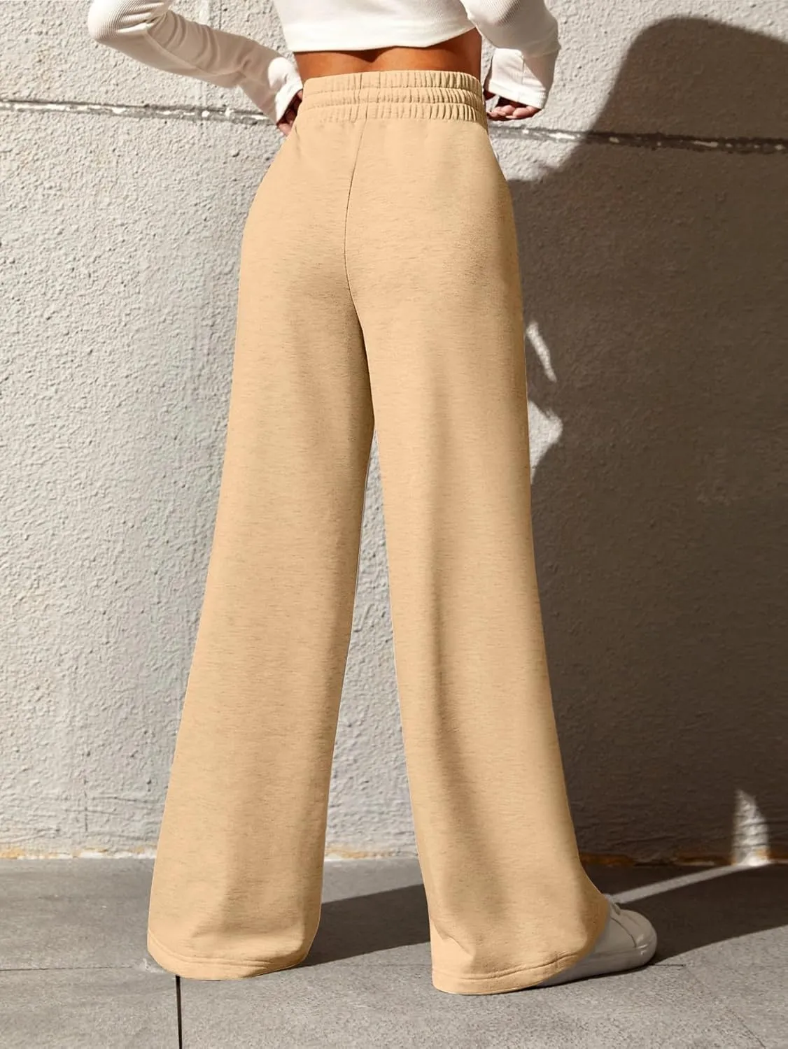 Yousify Wide Leg Sweatpants for Women Casual Elastic High Waisted Drawstring Long Pants with Pockets