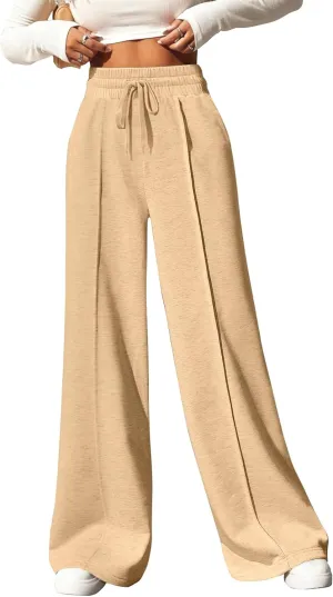 Yousify Wide Leg Sweatpants for Women Casual Elastic High Waisted Drawstring Long Pants with Pockets