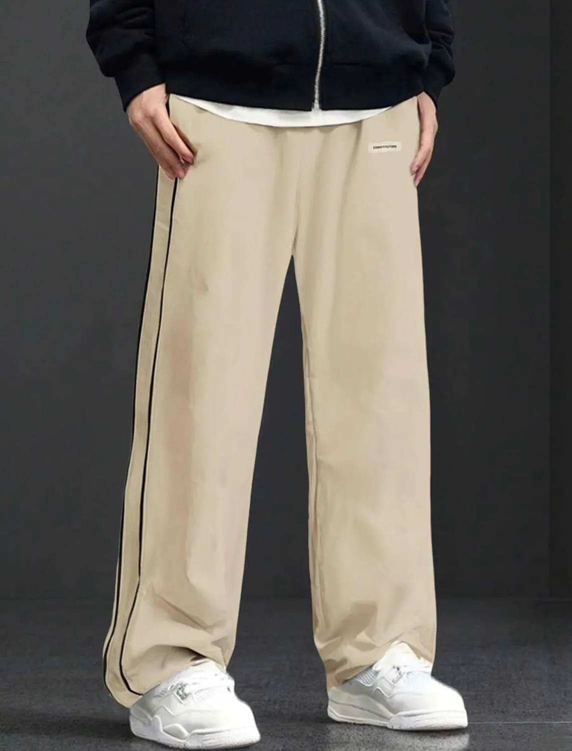 ZAFUL Men's Baggy Track Pants Y2K Streetwear Pants Drawstring Letter Pockets Casual Lounge Trousers