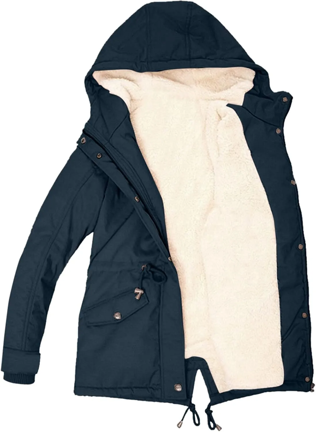 ZBYY Winter Coats for Women Warm Sherpa Fleece Lined Hooded Zip Up Quilted Down Jacket Parka Outwear with Pockets