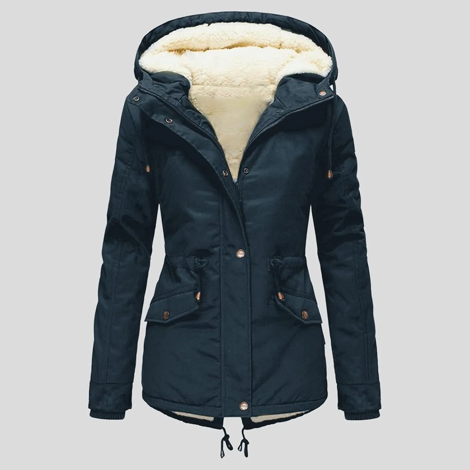 ZBYY Winter Coats for Women Warm Sherpa Fleece Lined Hooded Zip Up Quilted Down Jacket Parka Outwear with Pockets