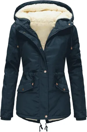 ZBYY Winter Coats for Women Warm Sherpa Fleece Lined Hooded Zip Up Quilted Down Jacket Parka Outwear with Pockets