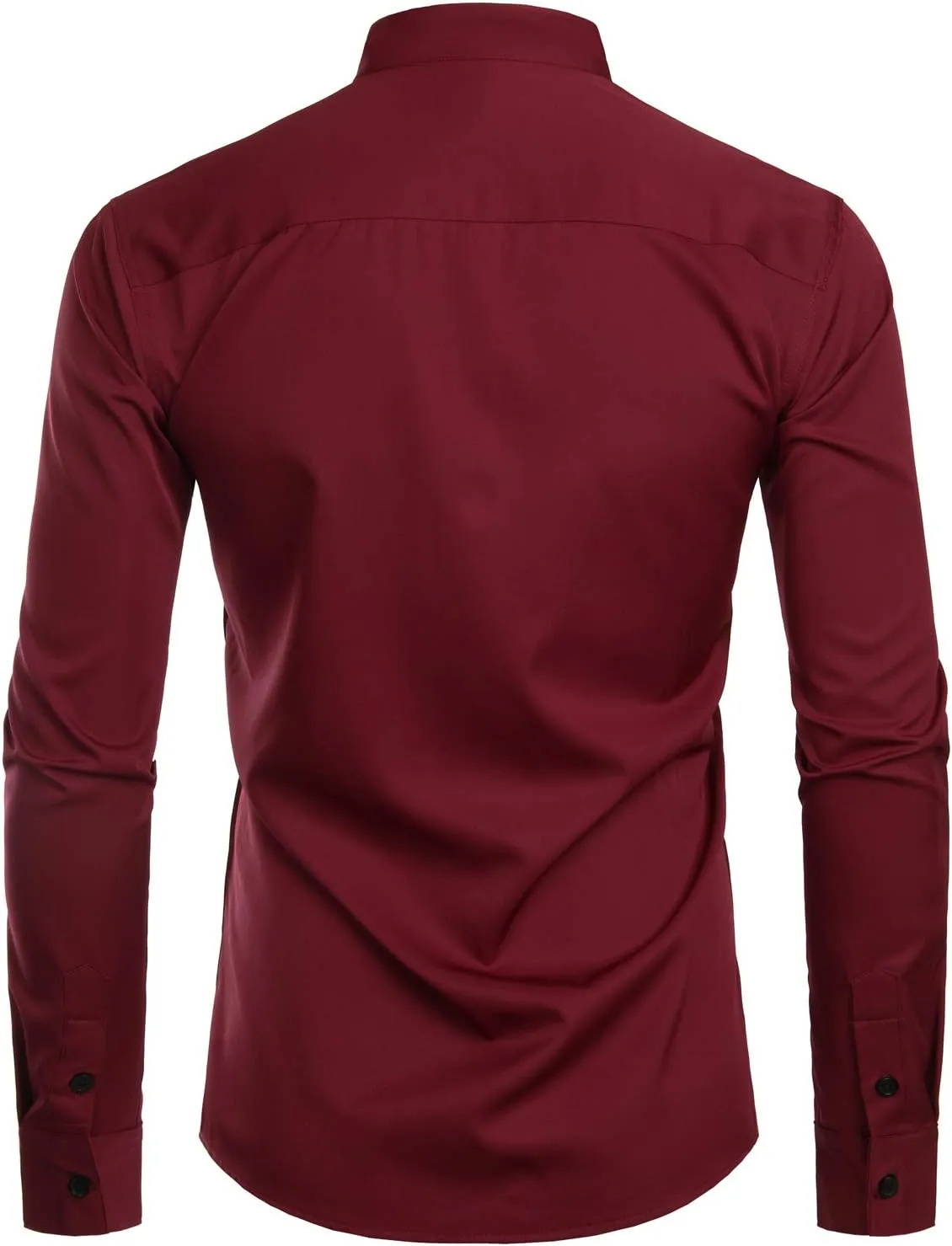ZEROYAA Mens Hipster Solid Slim Fit Long Sleeve Mandarin Collar Dress Shirts